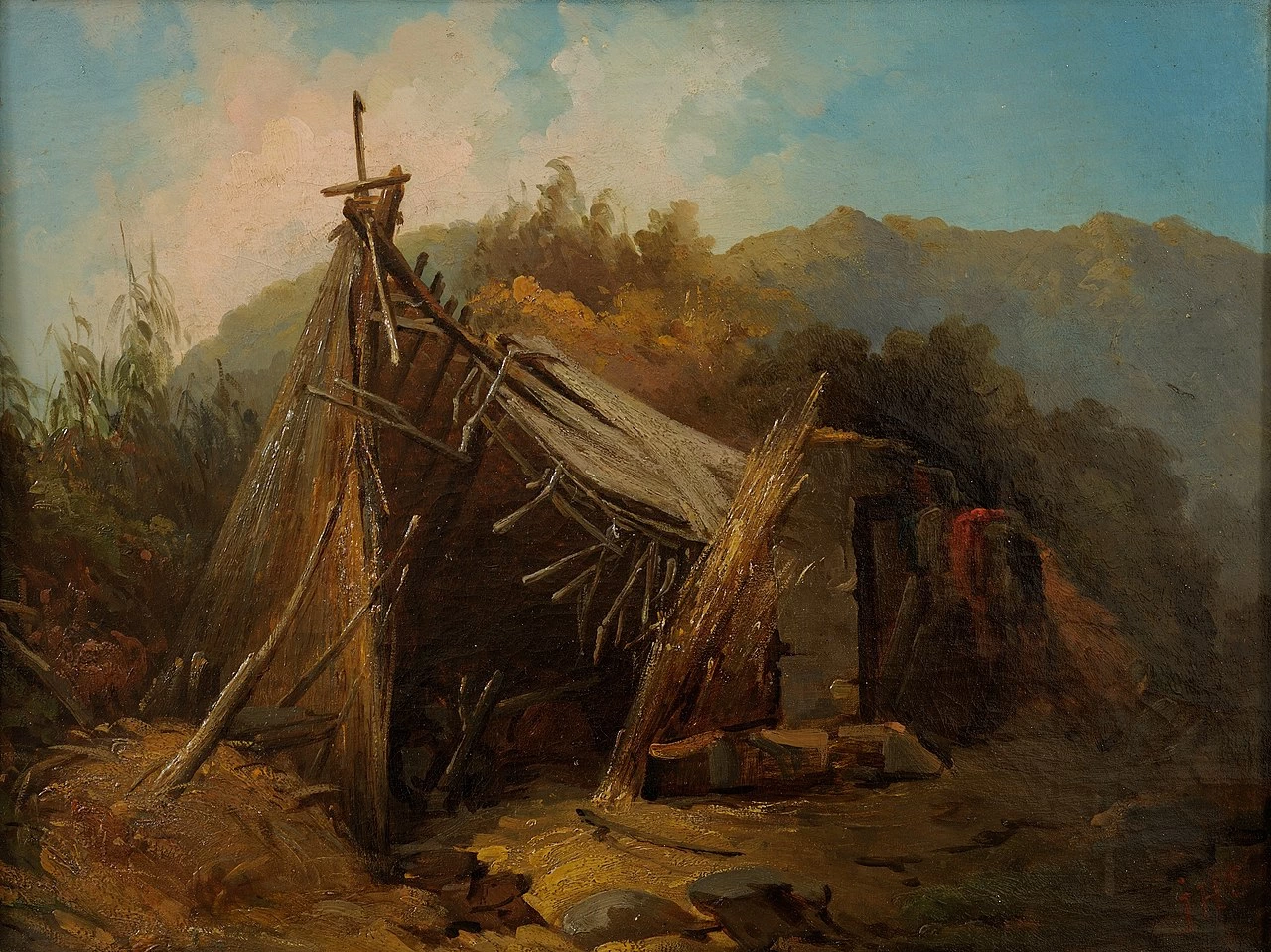 Julie Wilhelmine Hagen - Schwarz, Paesaggio montano con tenda, Tartu Art Museum's painting collection 1